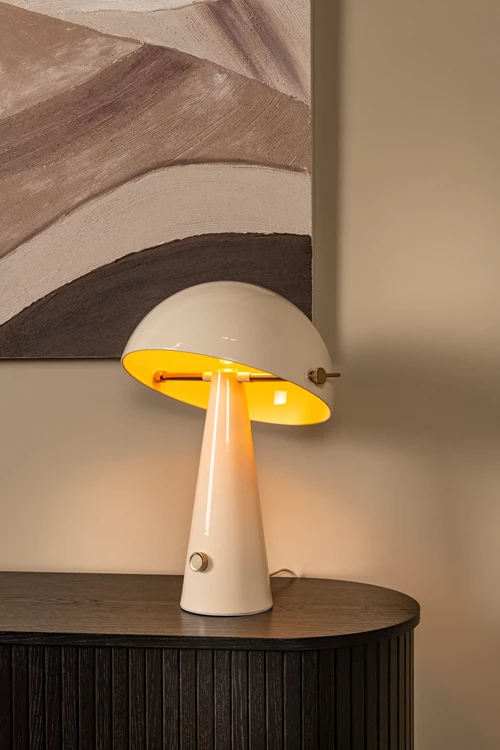 Lucide BARONE - Lampe de table - Ø 38 cm - 1xE27 - Taupe | Vibes - ambiance 1
